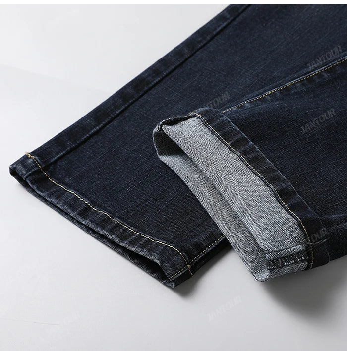 Cotton Men's Jeans Denim Pants Brand Classic Clothes Overalls Straight Trousers for Men Black Oversize Large Size 35 40 42 44 46