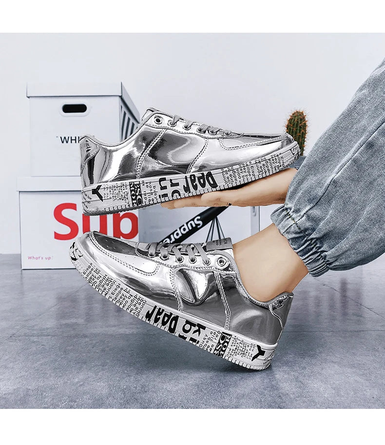 Men's Glitter Lace-Up Streetwear Sneakers