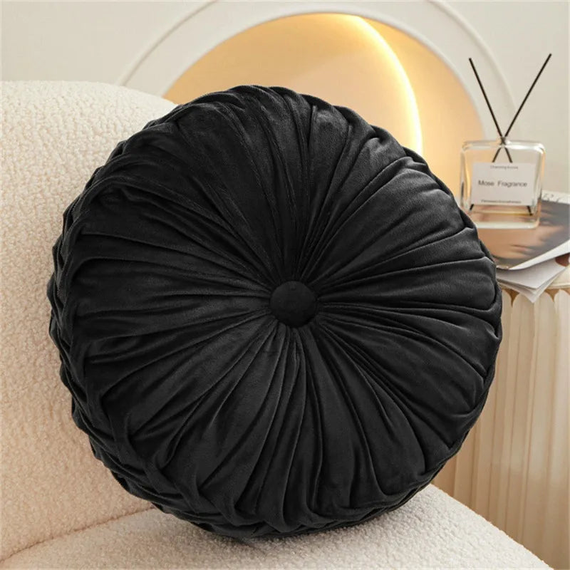 Pleated Velvet Pumpkin Cushion – Lumbar & Sofa Support