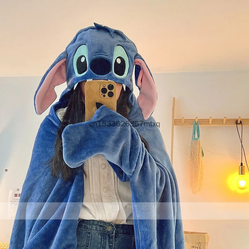 Stitch Hooded Cartoon Blanket