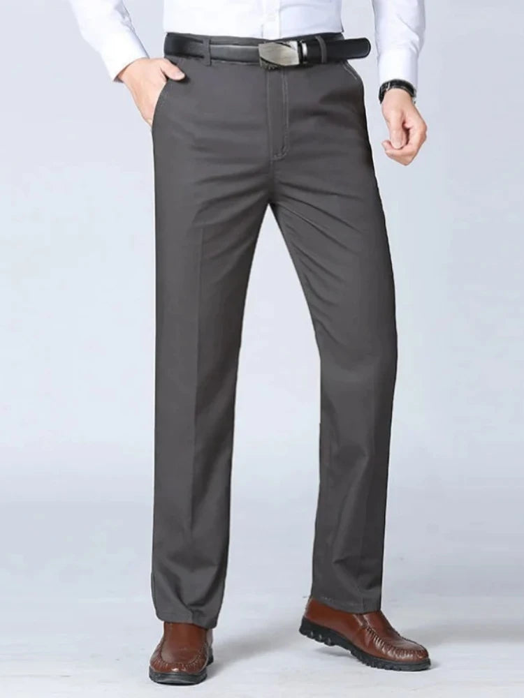 Men's Cotton Straight-Leg Casual Trousers
