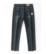 Autumn Winter  Brand New High Waist Jeans Classic Business Casual Office Men's Fashion Stretch Slim Denim Jeans Navy Blue
