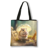 Kawaii Pet Guinea Pig Hamster Print Shoulder Bag Women Casual Handbags Large Capacity Totes Bag Eco Reusable Shopping Bags Gift