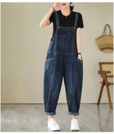 Vintage Patchwork Denim Cargo Overalls