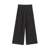 2-Piece Sleeveless V-Neck Trouser Set with Belt – Summer Commuter Wide Leg Suit