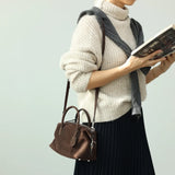 Women Genuine Leather Luxury Crossbody Bags With Adjustable And Detachable Shoudler Strap Elegant Soft Handbag