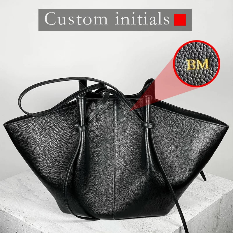Custom Initials Large Capacity Tote Bags For Women Luxury Designer Handbag Purse 2025 New In PU Lychee Pattern Underarm Shoulder