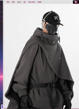 Oversized High-Collar Techwear Pullover Hoodie