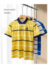 Men's Striped Polo | Letter Embroidery Summer Shirt