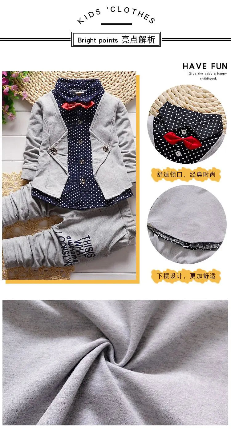 Toddler Boys' 3-Piece Polka Dot Suit Set with Bow Tie