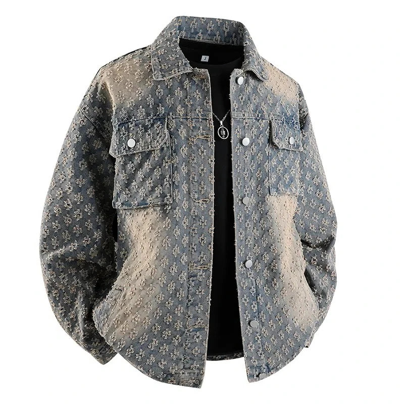 Autumn New Men's Denim Jacket Korean Stylish Luxury Clothing Handsome Casual American Streetwear Couple's Outerwear Denim Coats