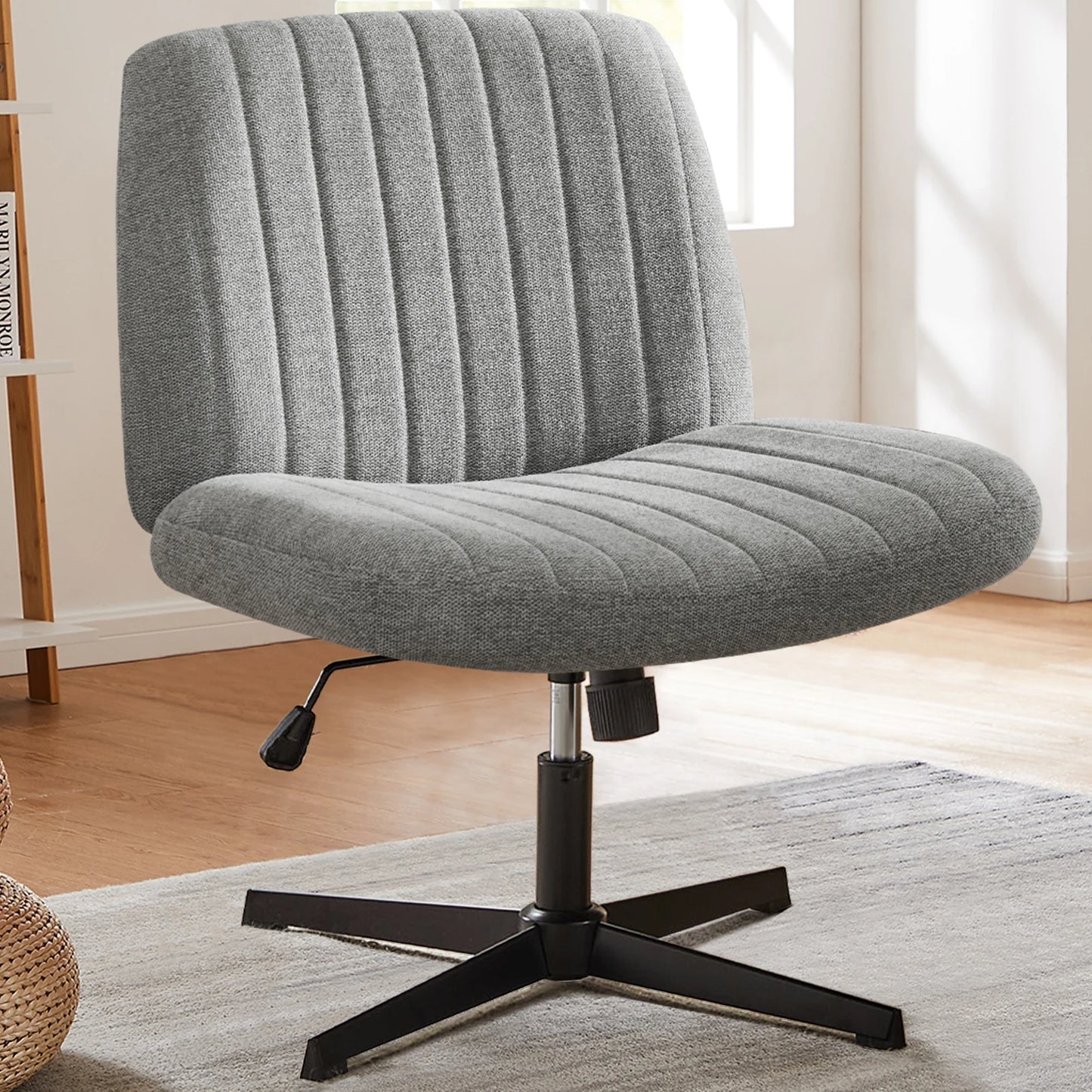 JHK Armless Wide Swivel Chair – Cross-Legged Comfort Seat