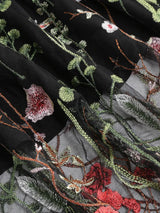 Tonval Floral Embroidered Mesh Midi Skirt – Elegant & Vintage