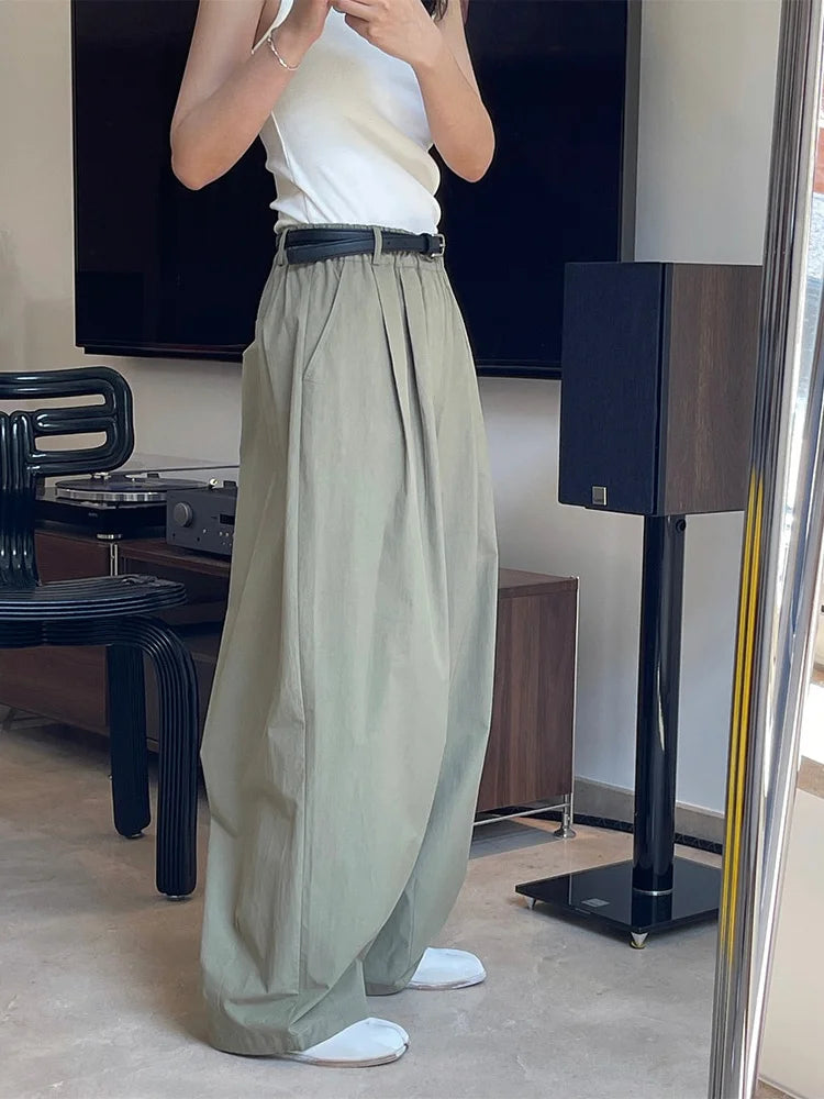 Women’s High-Waist Cotton Wide-Leg Pants