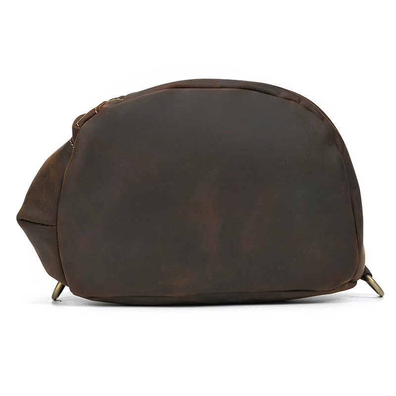Single Shoulder Bagpack Genuine Leather Chest Bag Outdoor Riding Bag Chest Packs For Biker Men Male Sling Bags Cow Leather