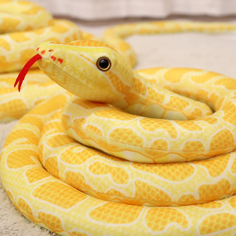 Giant Python-Print Plush Snake Pillow & Home Décor