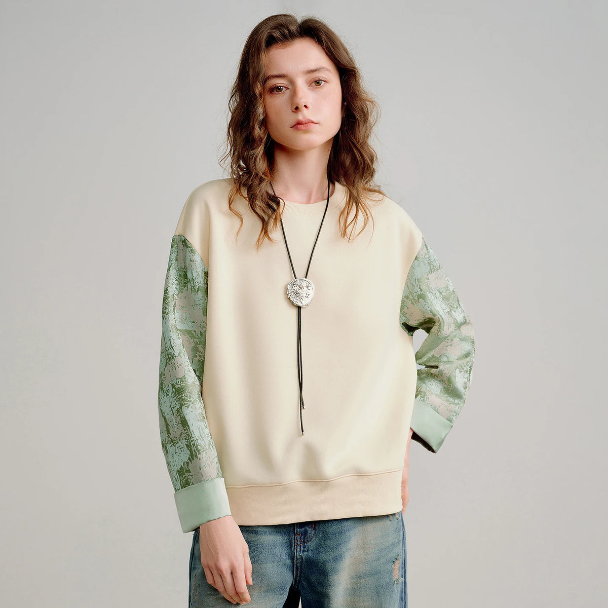 Women's Layered-Look Patchwork Sweatshirt