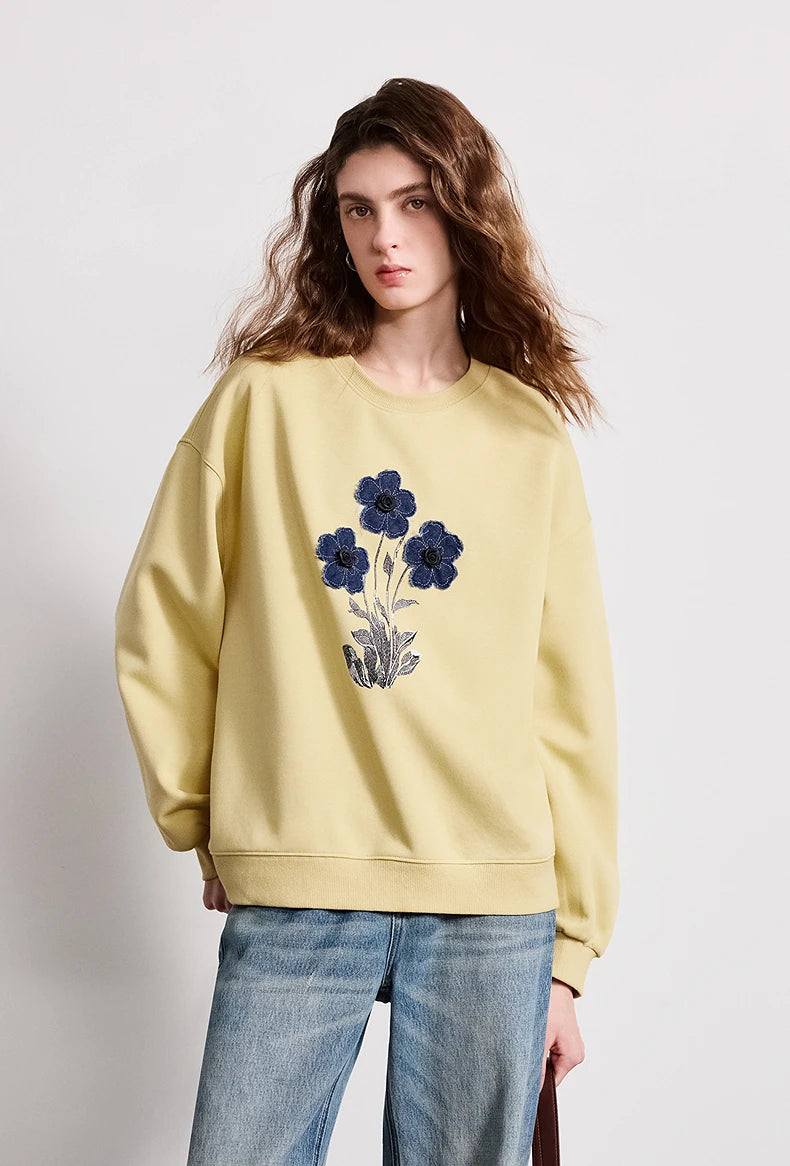 TOYOUTH Women's Relaxed Cotton-Blend Sweatshirt