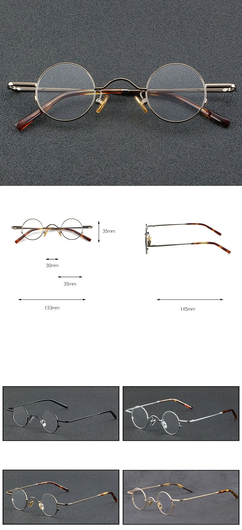56948 Top Quality Retro Pure Titanium Glasses Frame Lady Trend Small Size Round Optical Eyeglass Frame Men Fashion Clear Eyewear