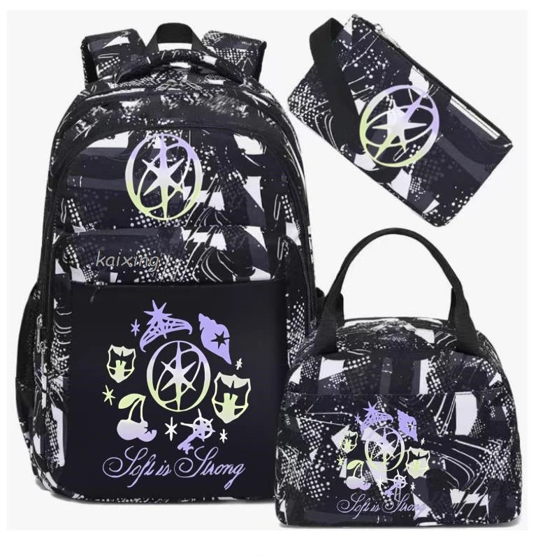 Hot Katseye Funny Print Backpacks WIth Lunch Bags Multi-pocket Camouflage Teens Travel Laptop Backpack Women School Bag Mochila