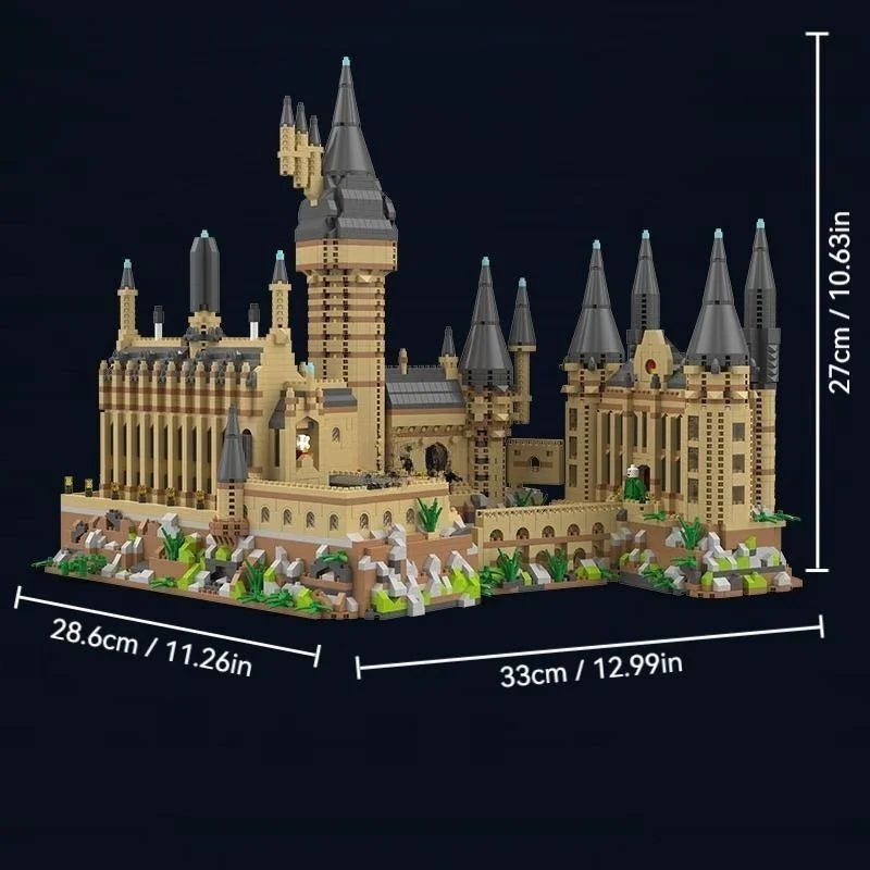New Magic Castle Micro Building  Blocks Light Up Street View Architecture Creative MOC Model Kit  Kids Christmas Birthday Gifts