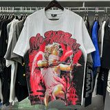 Oversized Rhinestone Cotton Crew Neck T-Shirt