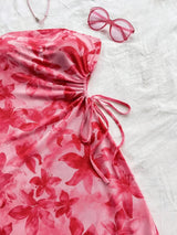 Floral Print Ruched Tube Mini Dress