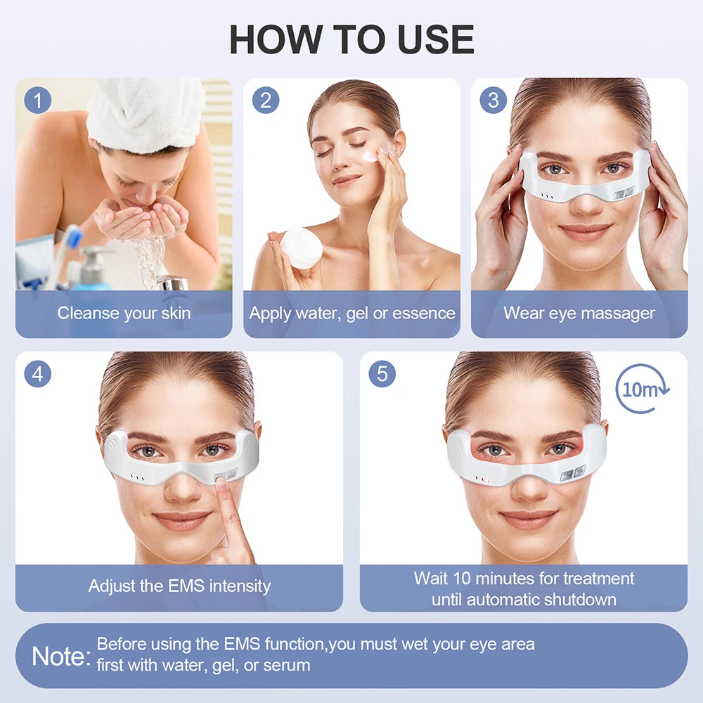 Electric Eye Massager Under-Eye Glasses Massager Eye Fatigue Relief Massager Red Light Relieves Eye Fatigue Eyes Massage Glasses