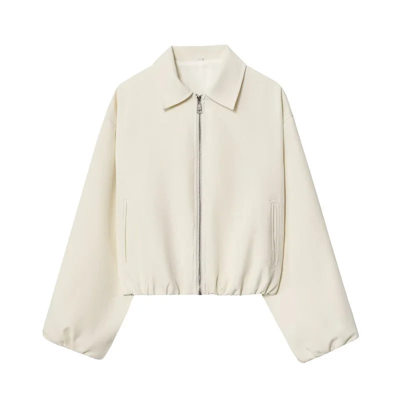 MUJER Women's Puffed Varsity Bomber Jacket | Cropped & Chic