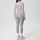 2 PCS Sportswear Yoga Set Gym Clothes Yoga Suits For Women Fitness Set Tracksuits Sports Long Sleeve Crop Top Gym Leggings