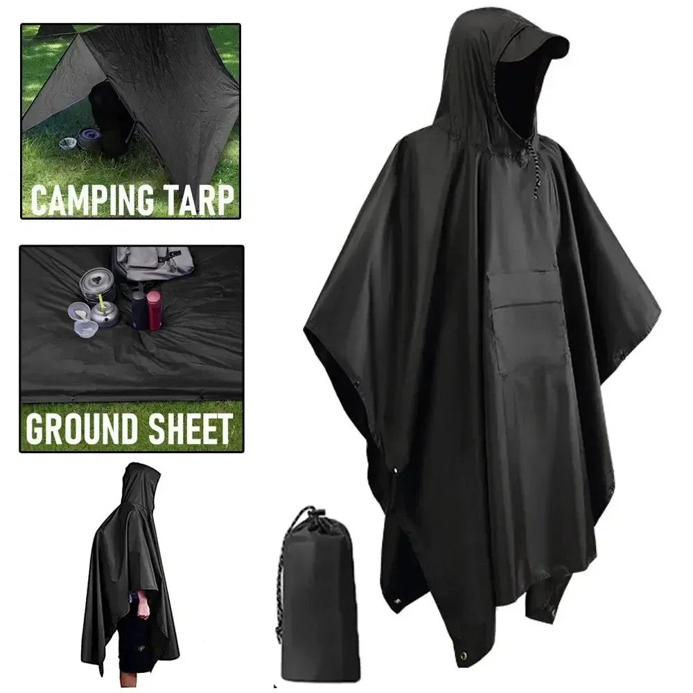 3-in-1 Hooded Waterproof Rain Poncho | Outdoor Adventure