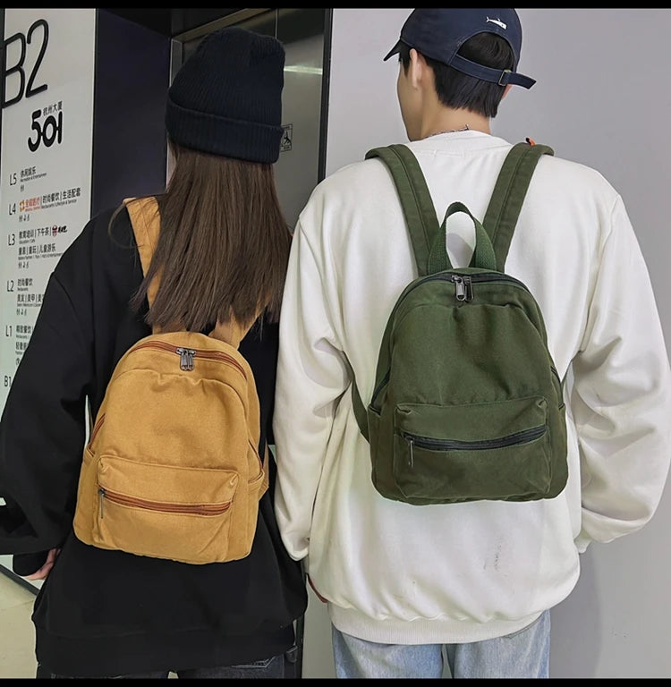 Mini Canvas Backpack – Vintage Unisex Rucksack