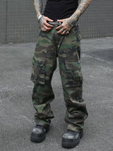 Men's camouflage utility jeans. Multi-pocket design. Stylish and trendy. Loose fit.