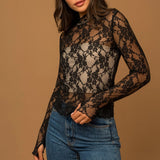 Y2K Floral Lace Mesh Top