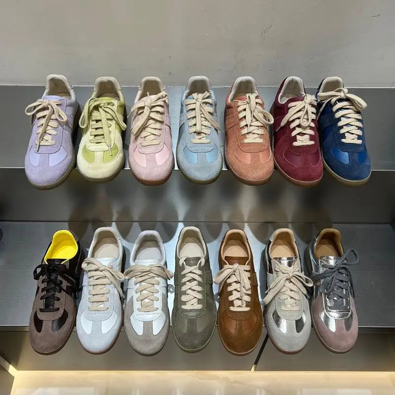 MORAZORA 20 Colors Ins New Genuine Suede Leather Women Flats Lace Up Colors Spring Summer Flat Shoes Casual Sneakers Footwear