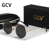 GCV Brand Hot Sale Avant-Garde Personality Women Female Gorgeous Sunglasses Round Frame Glasses Fashion Punk Style New Metal