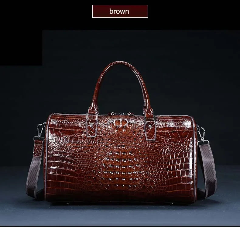 2024 New Cow Genuine Alligator Leather Travel Bags Luxury Men Large Capacity Portable Male Shoulder Bags Brand Travel Duffle Bag
