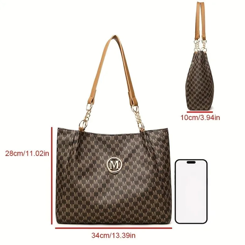 Women's Vintage Letter Tote Shoulder Bag