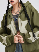 Women's Y2K Star Print Zip-Up Hoodie
