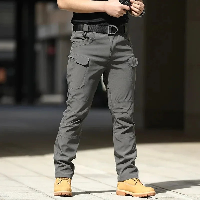 Men's Slim Fit Cargo Pants with Elastic Waist