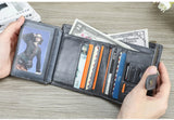 Contact'S Genuine Leather Wallets Women Men Wallet Short Small RFID Blocking Card Holder Wallets Ladies Red Coin Purse