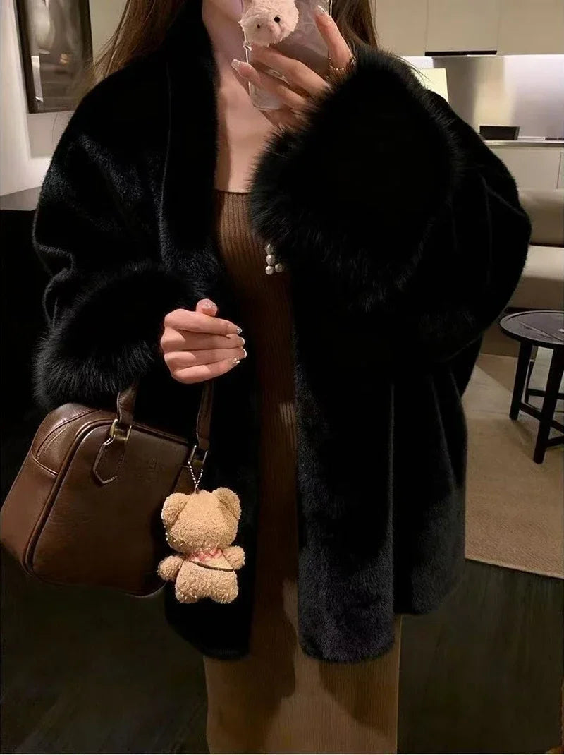 Women's Faux Mink Fur Coat – Loose Fit