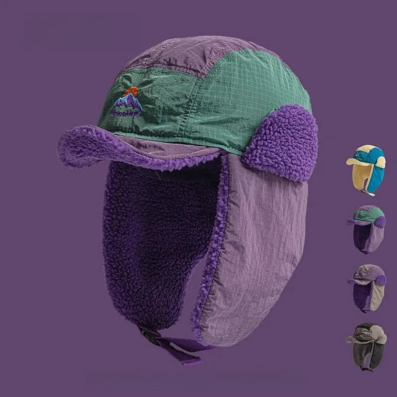 Embroidered Plush Earflap Bomber Hat – Unisex Winter