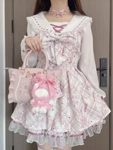 Spring Y2K Princess Outfits Women 2 Piece Sets Sweet Kawaii Bow Tops + Lace Pleated Skirt Female Retro Chic Preppy Style Clothes