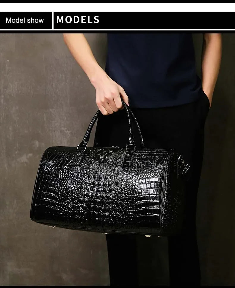 2024 New Cow Genuine Alligator Leather Travel Bags Luxury Men Large Capacity Portable Male Shoulder Bags Brand Travel Duffle Bag