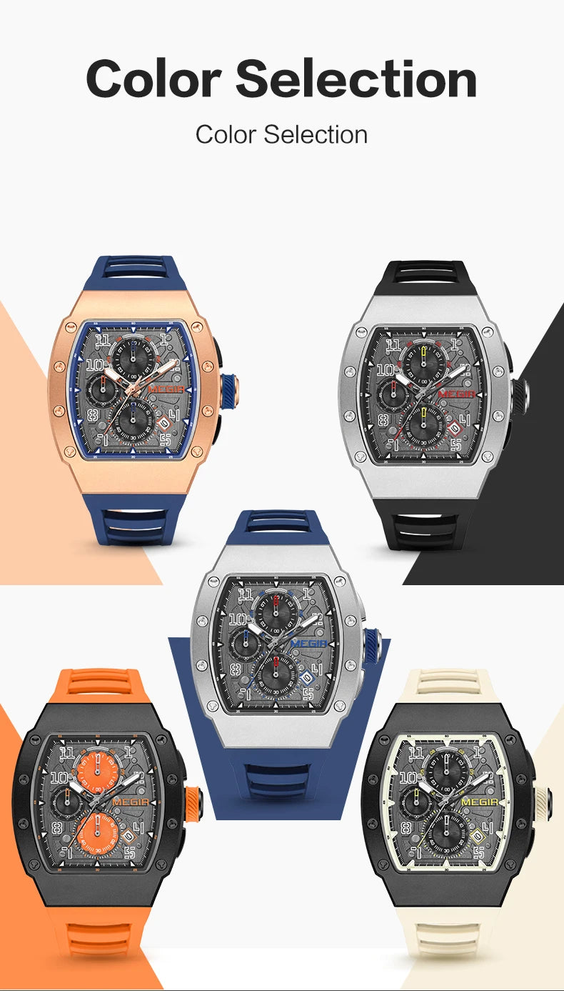 Men's Sport Chronograph: Stainless Steel Waterproof Quartz Watch