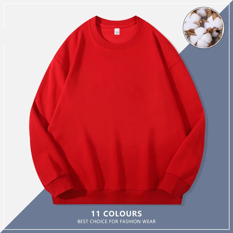 Custom Embroidery Logo Solid Sweatshirts Spring Autumn Warm Sweatshirt High Quality Men Tops Male Brand Hip Hop Pullover