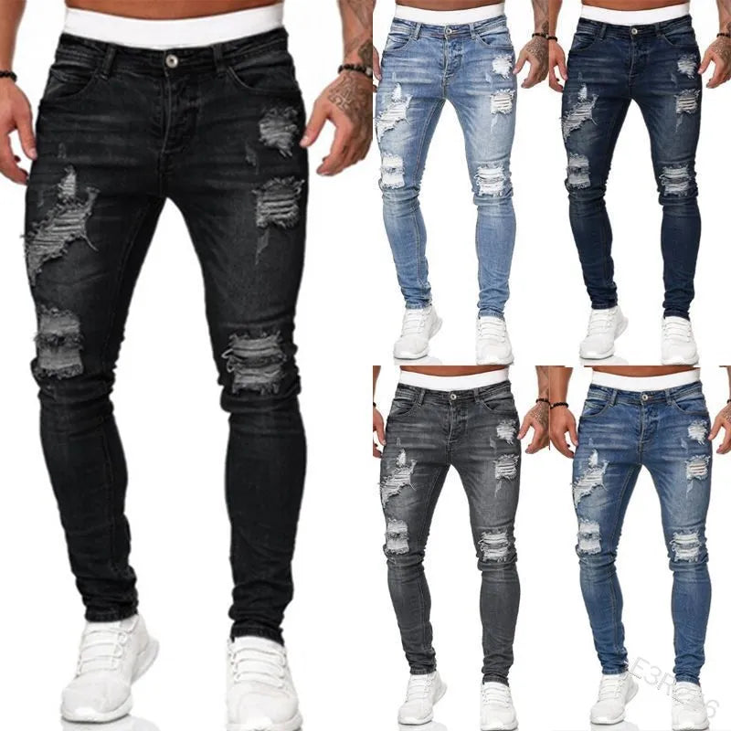 Men’s Ripped Stretch Denim Jeans