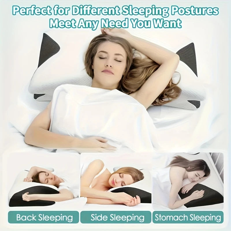 Ergonomic Neck Pillow for Side, Back, and Stomach Sleepers - Contoured Design, Soft Yet Firm Support, Shoulder Relaxation
