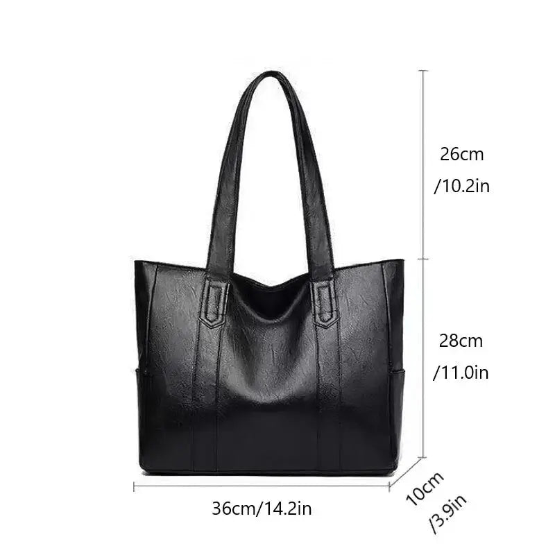 Vintage Vegan Leather Large Capacity Tote
